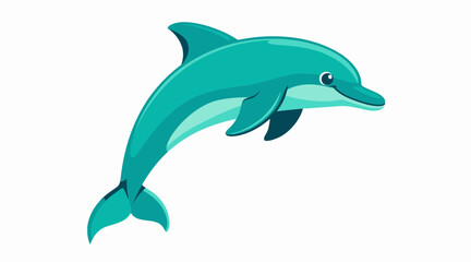 Fototapeta premium cartoon dolphin swimming, marine mammal, ocean creature