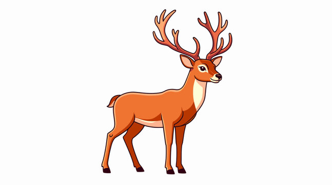 cartoon deer with large antlers standing alone