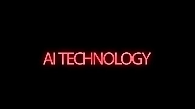 AI Technology glowing neon text displays on a plain black background.
