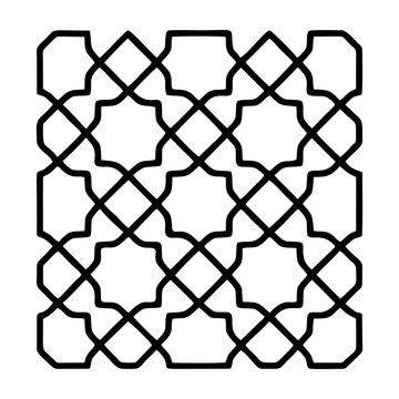 Traditional Islamic geometric pattern ornament with repeating star shapes and lattice lines inspired by badge_044 style for decorative projects