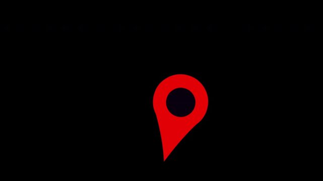 2D Animated Red Location Pin Icon on Black Background