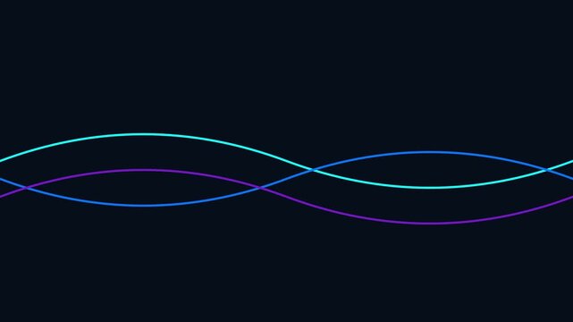Abstract glowing neon wave lines background, smooth digital flowing motion futuristic technology data stream animation 4k