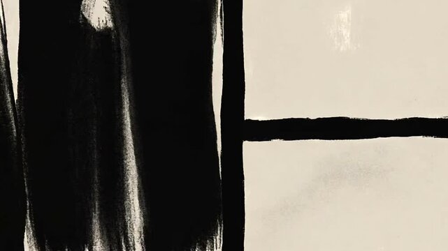 Abstract black brush strokes on a light background.