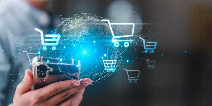 Digital marketers leverage global digital shopping, ecommerce, online retail, mobile commerce, shopping cart, digital payment, technology, global marketplace to drive seamless purchasing experiences.