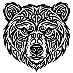 Fototapeta premium Tribal Bear Head Celtic Knot Illustration Vector Art