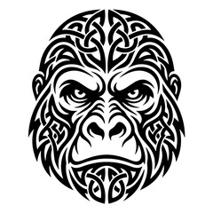 Fototapeta premium Tribal Gorilla Head Logo Illustration