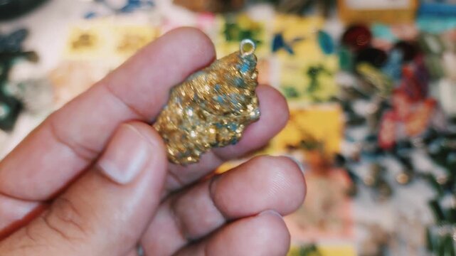 Stunning Gold Pyrite Crystal Pendant Showcasing Natural Metallic Mineral Beauty