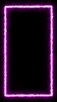 Frame overlay animation with glowing pink neon vertical on transparent background. Suitable for modern tech or futuristic themed videos.