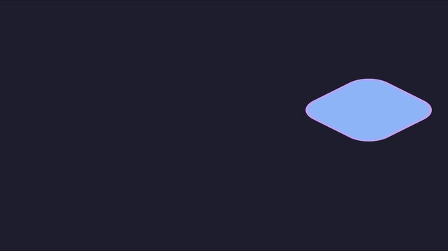 Minimalist blue isometric shape floating on dark background, abstract motion animation 4k