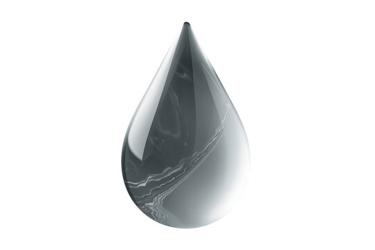 Polished dark gray teardrop shaped decorative stone with subtle white marbling