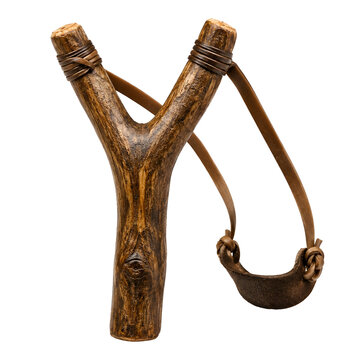 Wooden Slingshot Isolated on White Background Outdoor Toy and Recreation Concept