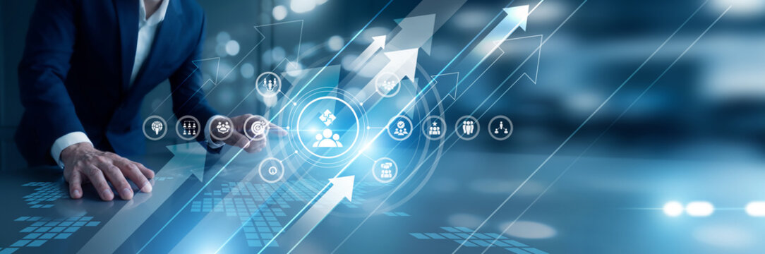 Collaborative leader Teamwork hand touch digital board syncing group efforts and shared goals. Unified communication fosters a productive environment where everyone contributes to success.