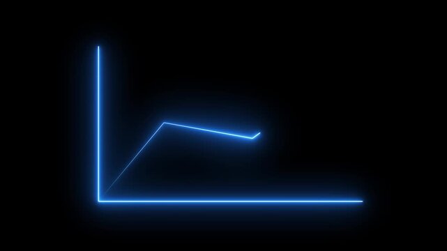 A bright blue neon line forms a right angle with a shorter diagonal line extending from the corner against a solid black background representing a geometric concept or abstract Keywords: blue