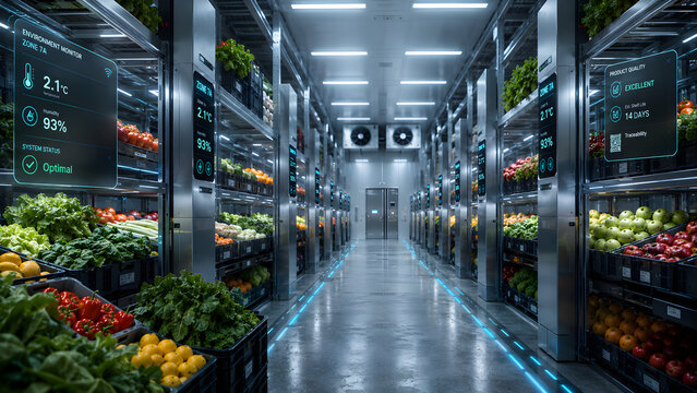 Smart cold storage facility monitoring fresh produce quality