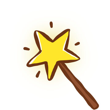 Hand drawn Magic Star Wand Witch Illustration