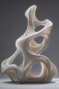 Organic 3D Printed Lattice Sculpture In Striking Light