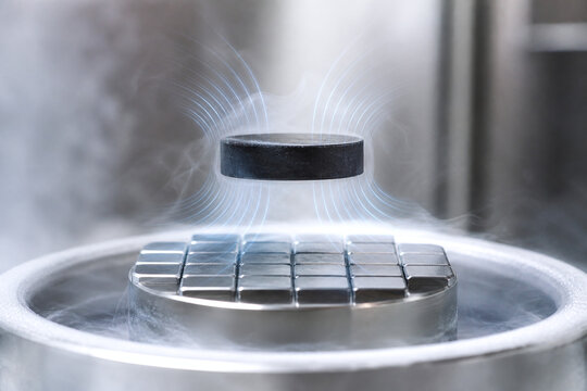 Levitation of a superconducting disc above magnets