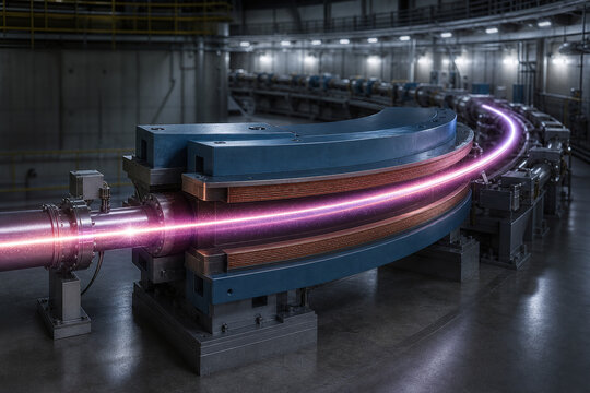 Bending magnet guiding particle beam through accelerator
