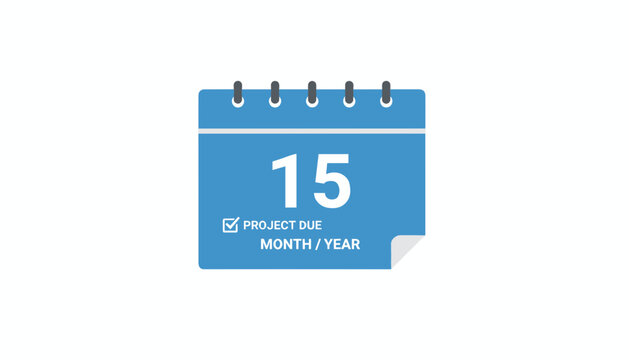 Project due date calendar page showing the fifteenth day of the month for schedule planning and goal tracking.