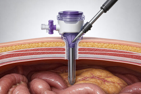 Laparoscopic Trocar Port Cross Section Medical Illustration