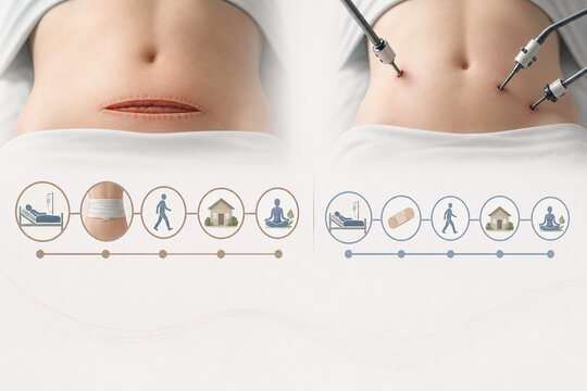 Recovery timeline comparing open and keyhole surgery