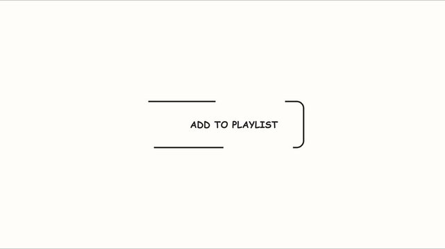 Add to playlist button animation with plus interaction for user interface and digital media streaming applications 4k