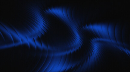 Naklejka premium Abstract blue and black smooth gradient ribbed glass background waves. 