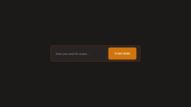 Email newsletter subscribe form ui animation for food blog recipes and digital marketing 4k