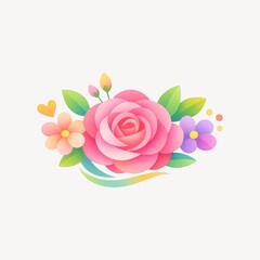 Fototapeta premium Colorful floral bouquet illustration.
