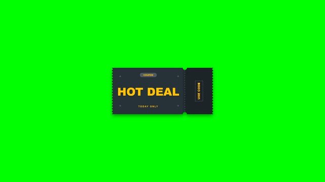 Hot deal coupon ticket animation for marketing and e-commerce promotions