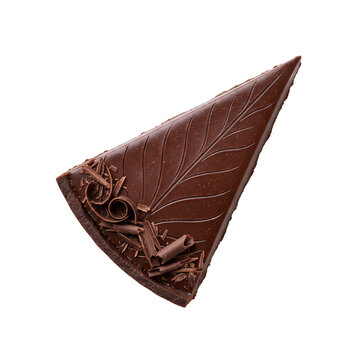 Delicious Chocolate Cake Slice Isolated on White Background