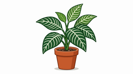 Fototapeta premium Vibrant Zebra Plant with Striped Green Leaves in Terracotta Pot Isolated Illustration for Home Interior Decor