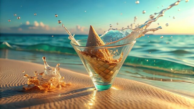 A delicate glass cone shattered by warm sunlight danced above turquoise waters as a minty treat dissolved in golden sand