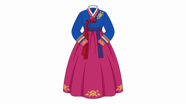 Elegant South Korean Traditional Hanbok Clothing with Embroidery and Floral Patterns for Women Fashion Culture