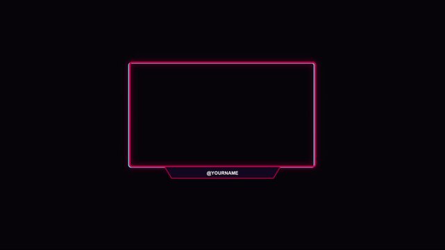 Neon pink gaming overlay with social media placeholder for live streaming and creation animation 4k twitch