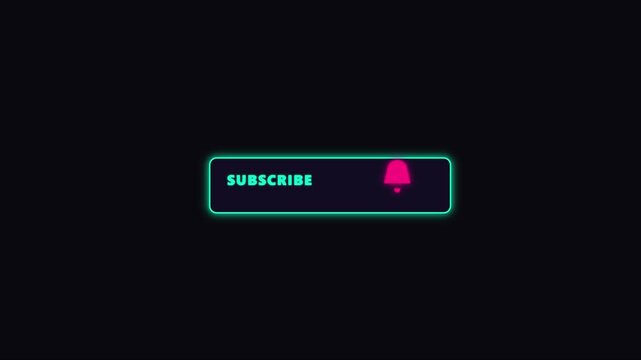 Neon subscribe button animation with notification bell for you tube channel growth 4k glowing