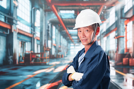 工場で活躍する高齢の男性