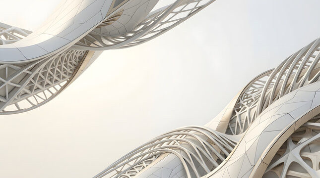 Futuristic Parametric Architectural Design Featuring Intricate Structural Grid Patterns