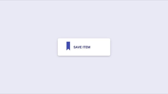 Save button click animation with bookmark for user interface and web development 4k save bookmark
