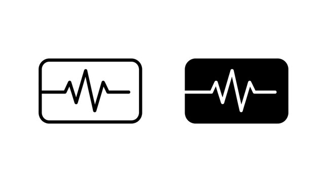 Heartbeat pulse icons, medical rhythm symbols isolated on transparent background