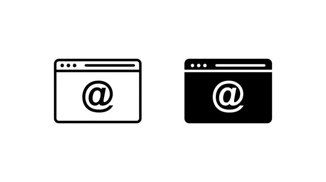 Email browser window icon set isolated on transparent background
