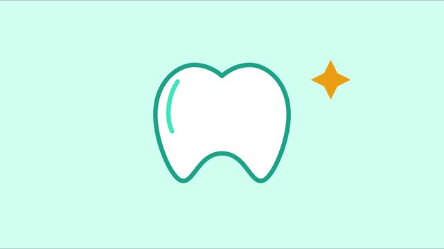 Sparkling clean tooth animation for dental care and oral hygiene concepts 4k teeth dentist