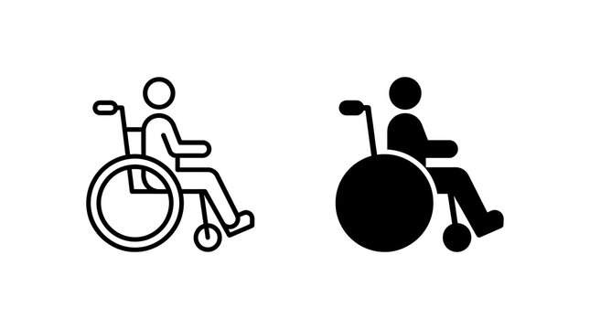 Wheelchair accessibility icons isolated on transparent background