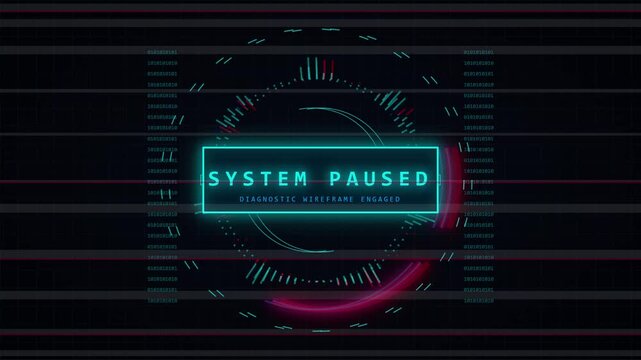 Futuristic head up display with pause effect and tech elements