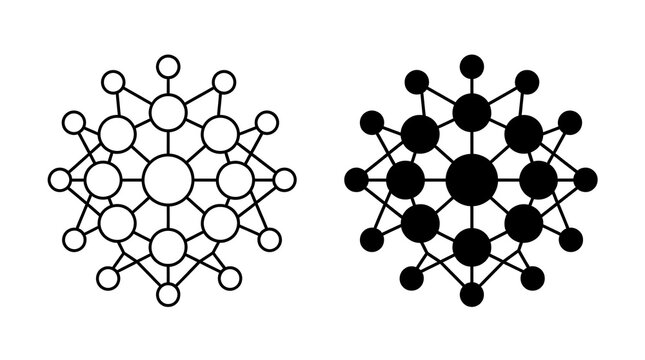Network node connection icons isolated on transparent background