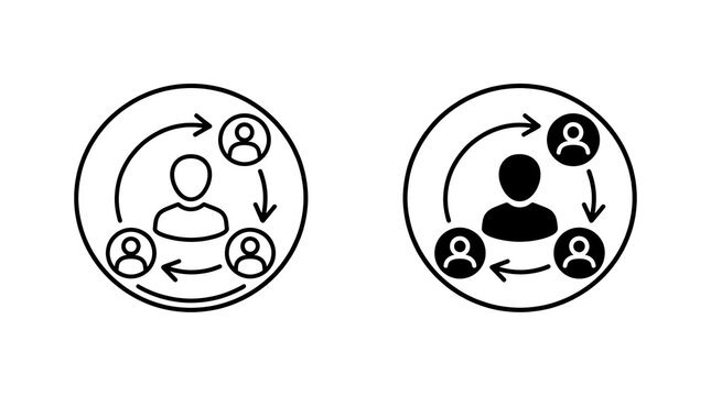 User Referral and Team Collaboration Icons isolated on transparent background