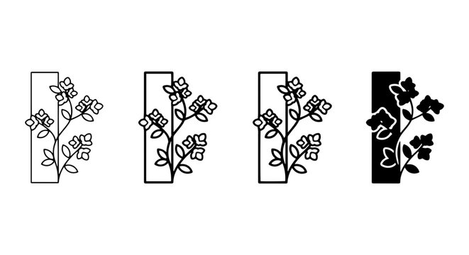 Floral Icon Set, Delicate Flower Vector Graphics, Botanical Element Illustrations, Spring Bloom Design