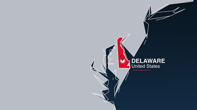 Delaware state map marker location animation for professional business video footage
