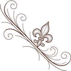 Ornate vector flourish featuring a fleur de lis icon. © yeasin