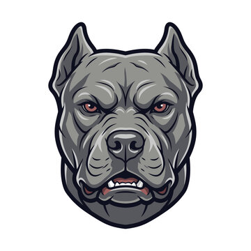 Gray pit bull dog head mascot vector illustration
